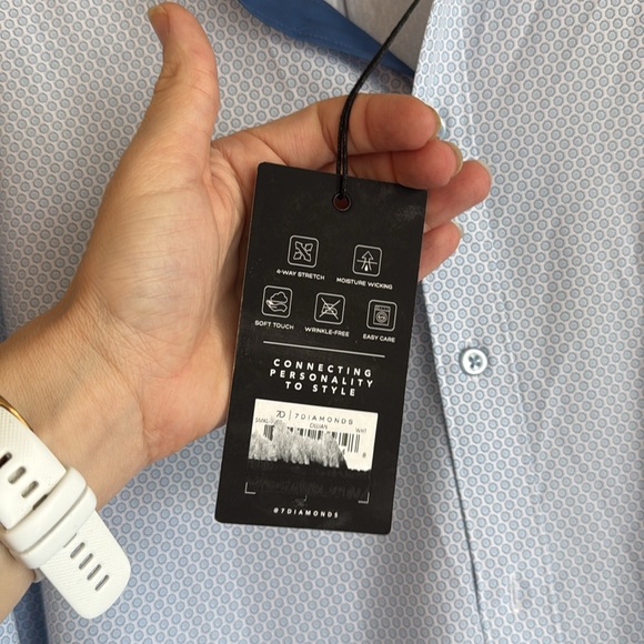 7 Diamonds Blue Dress Shirt Classic Style - Picture 4 of 9